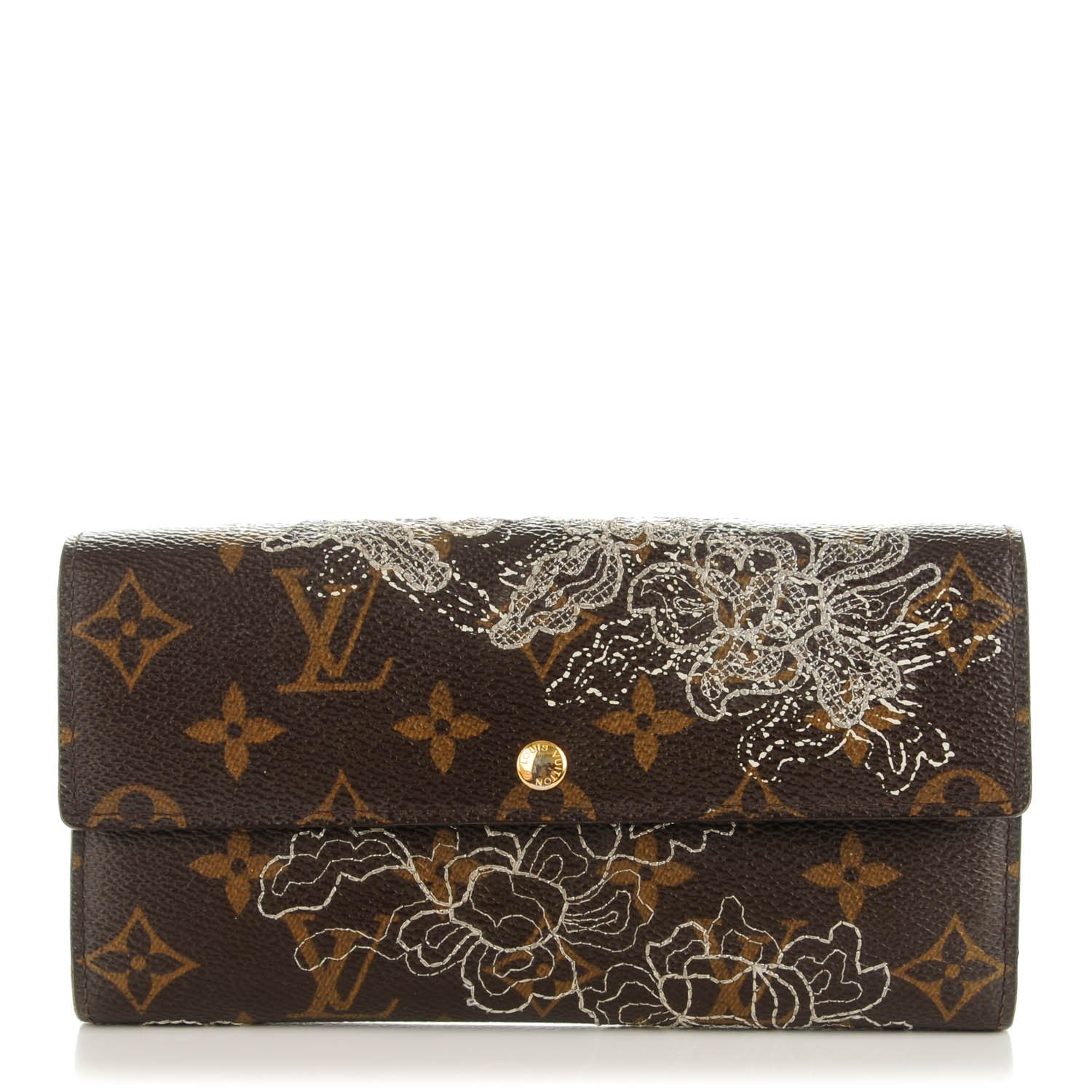 Louis Vuitton Monogram Dentelle Sarah Wallet Silver 1 of 11