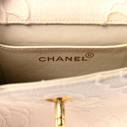 Chanel Canvas Camellia Embroidered Mini Square Flap  Ivory 6 of 10