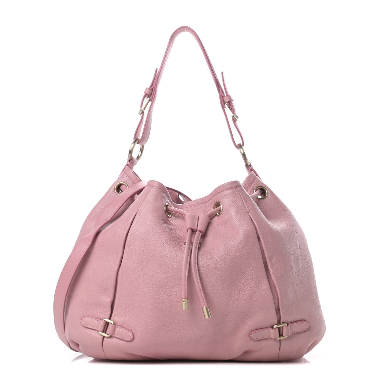 MCM Calfskin Ottomar Drawstring Shoulder Bag Pink 1 of 18