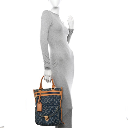 Louis Vuitton Monogram Denim Sac Plat Blue 2 of 14