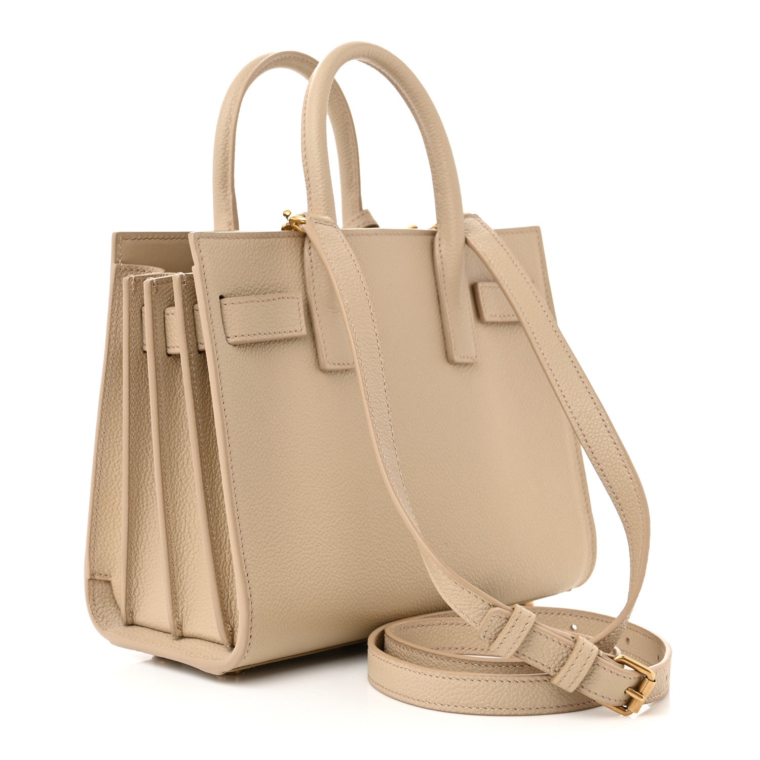 Saint Laurent Grained Calfskin Nano Sac De Jour Sea Salt 3 of 11