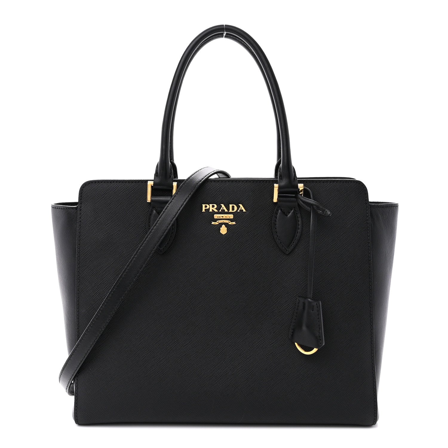 Prada Saffiano Soft Calfskin Zippered Tote Black 1 of 13