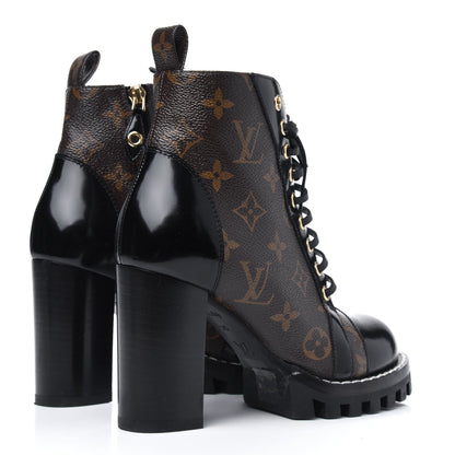 Louis Vuitton Patent Calfskin Monogram Star Trail Ankle Boots 35 Black 4 of 16