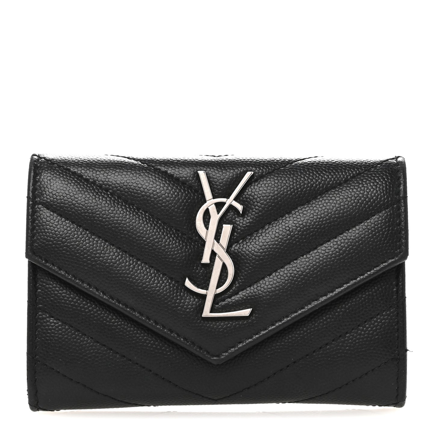 Grain De Poudre Matelasse Chevron Small Monogram Envelope Wallet Black