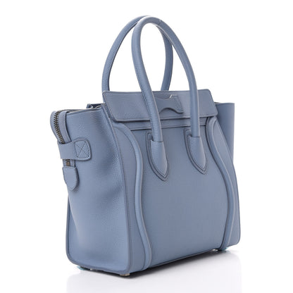 Celine Drummed Calfskin Micro Luggage Slate 2 of 11