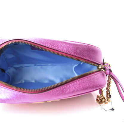 Gucci Laminated Nappa Matelasse Small GG Marmont Chain Shoulder Bag Fuxia Rosso Rosa 5 of 11