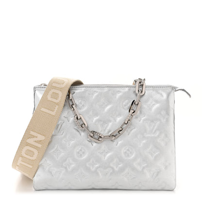 Louis Vuitton Metallic Lambskin Embossed Monogram Coussin PM Silver 1 of 10