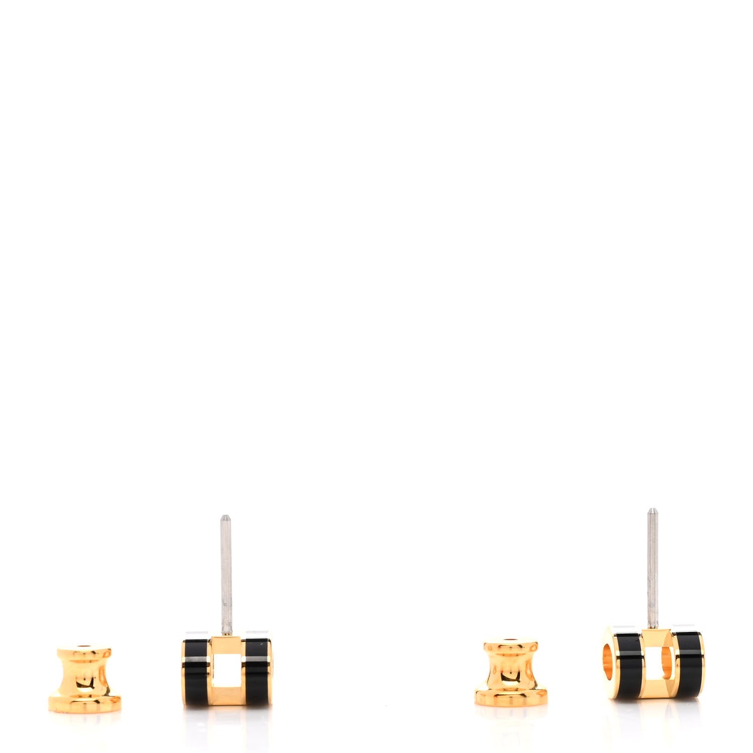 Hermes Gold Lacquered Mini Pop H Earrings Black 3 of 5