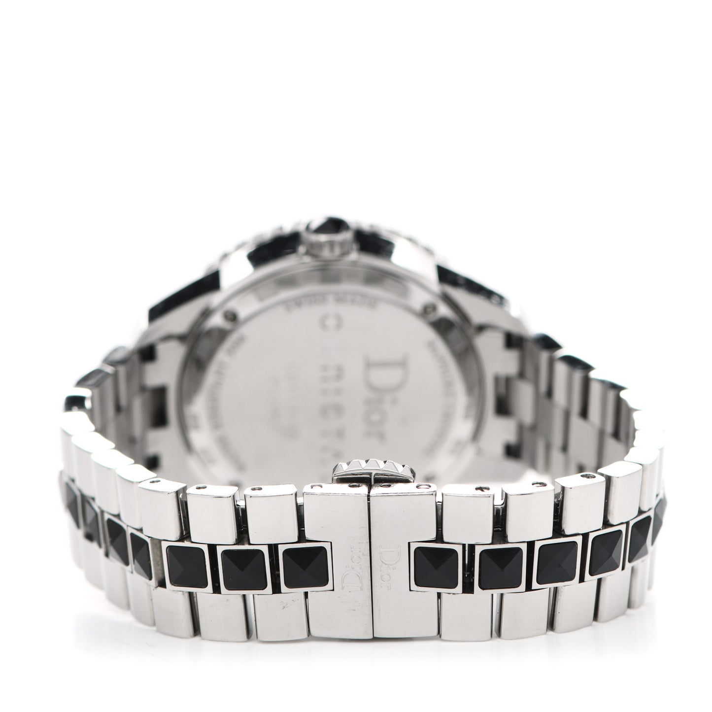 Stainless Steel Diamond Sapphire 33mm Christal Quartz Watch Black