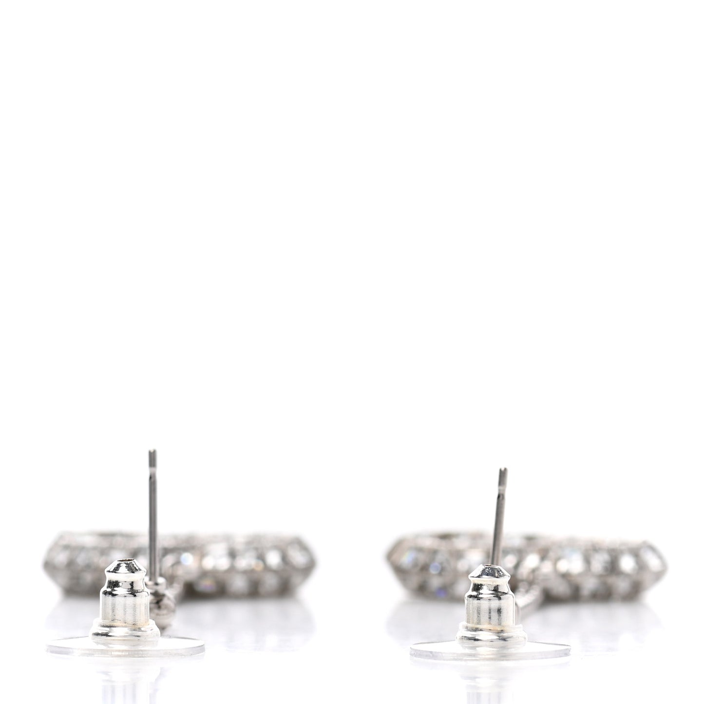Baguette Crystal CC Drop Earrings Silver