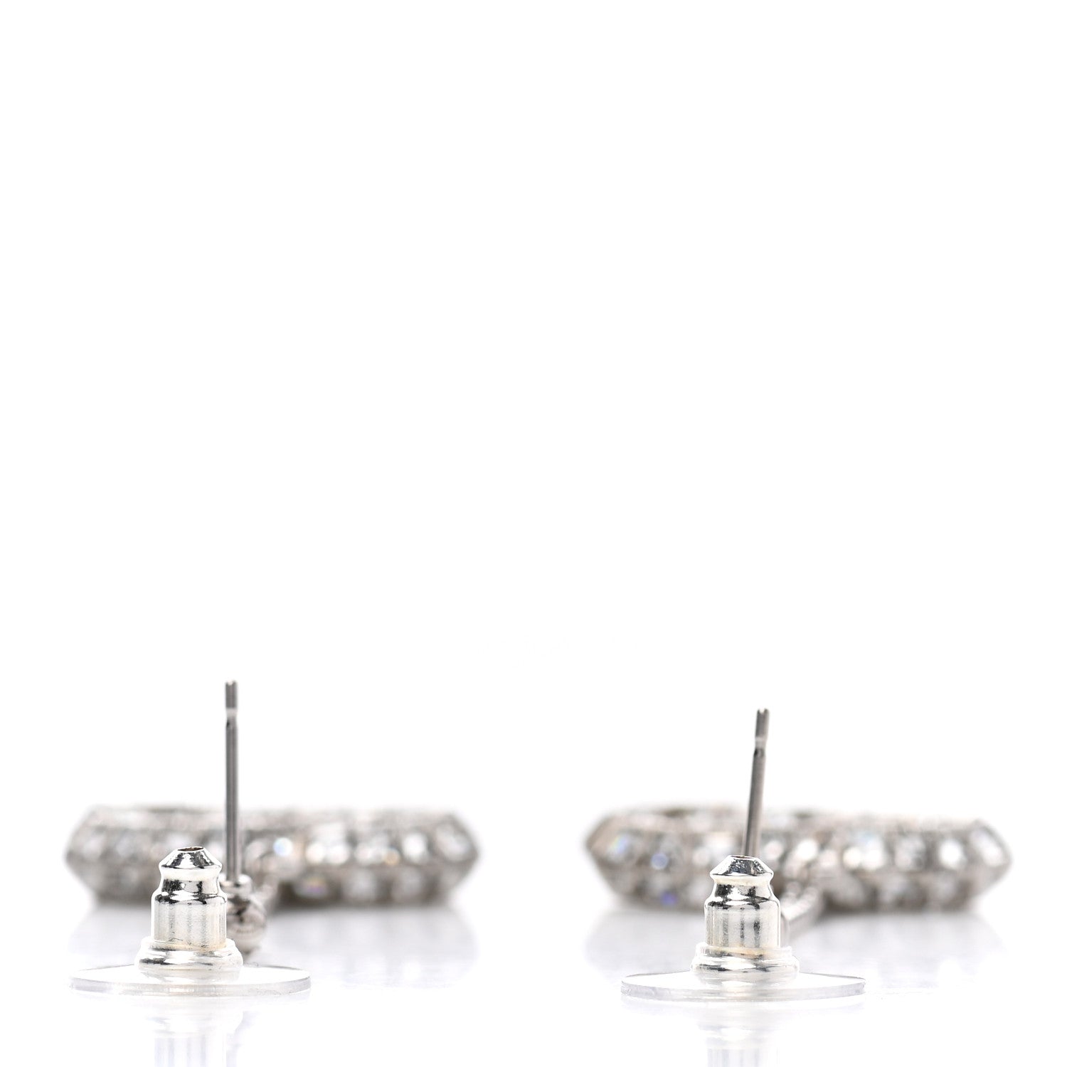 Chanel Baguette Crystal CC Drop Earrings Silver 3 of 5