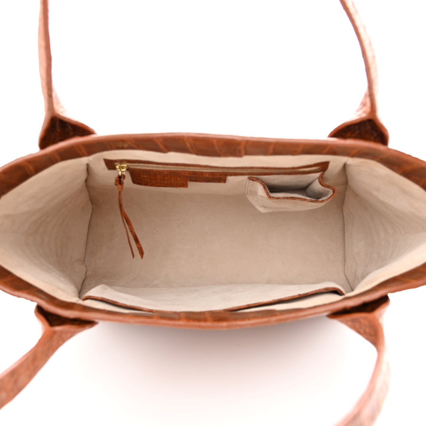 Crocodile Top Handle Shoulder Bag Brown
