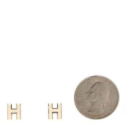 Hermes Palladium Lacquered Mini Pop H Earrings White 2 of 7