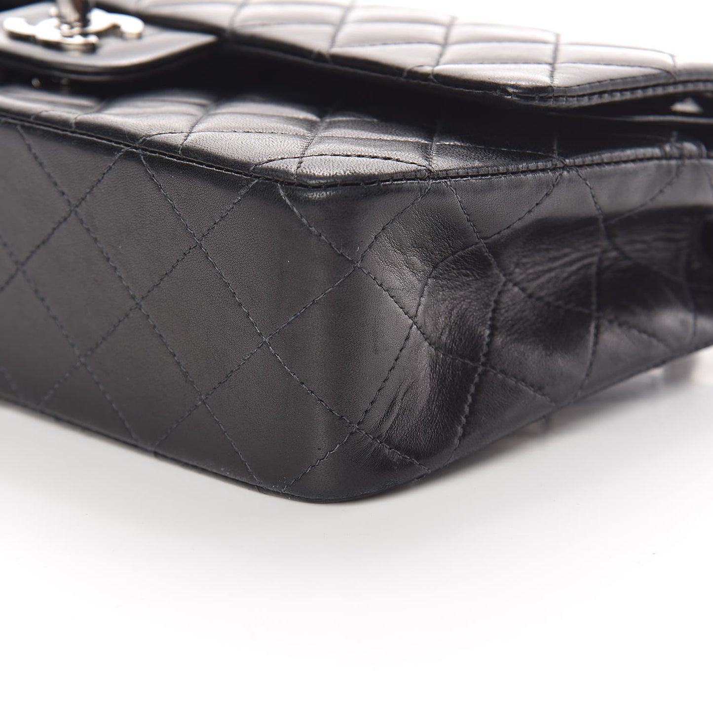 Lambskin Quilted Medium Double Flap Black