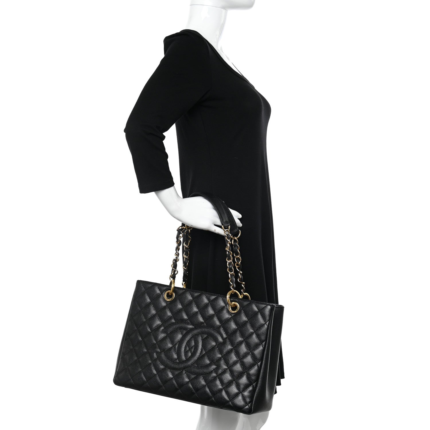 Chanel Caviar Quilted Grand Shopping Tote GST Black 3 of 12