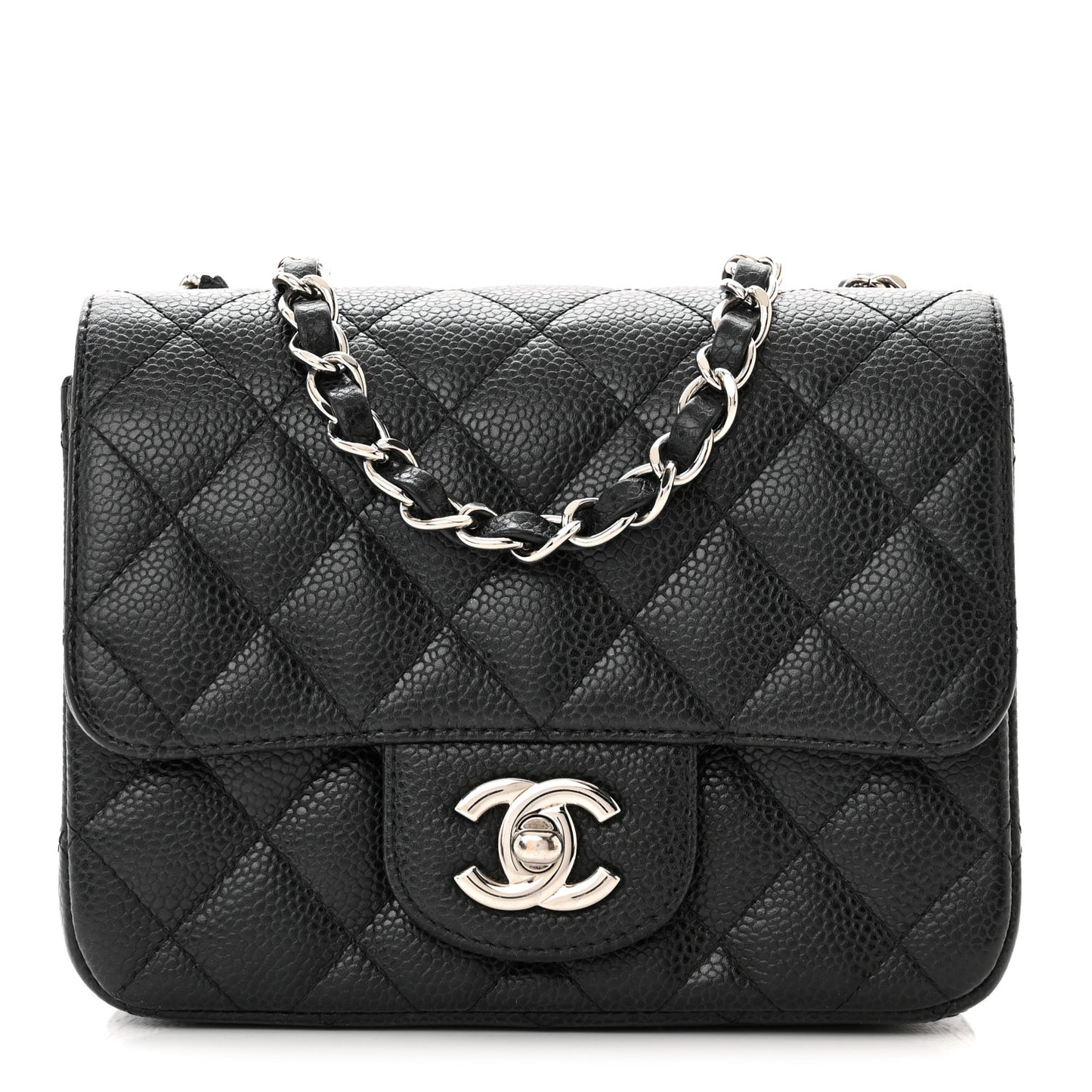 Caviar Quilted Mini Square Flap Black