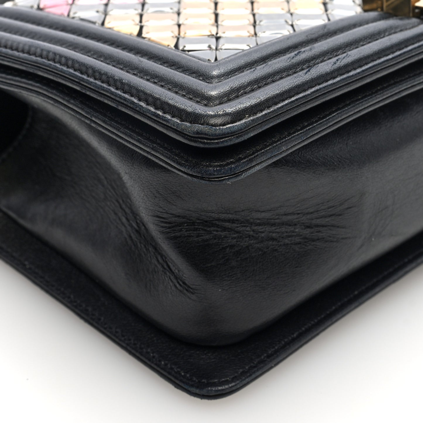 Lambskin Tile Embroidered Medium Brasserie Mosaic Boy Flap Black Multicolor