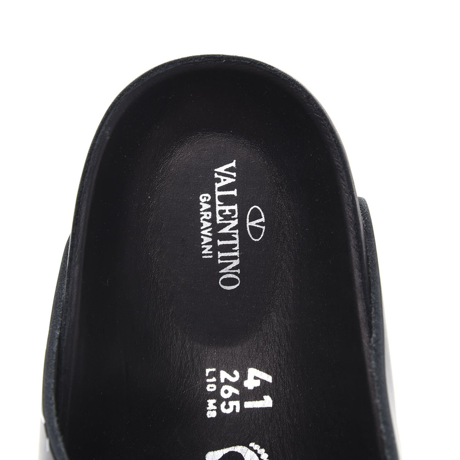 Valentino Garavani Calfskin VLTN Birkenstock Slide Sandals 41 Black 6 of 8