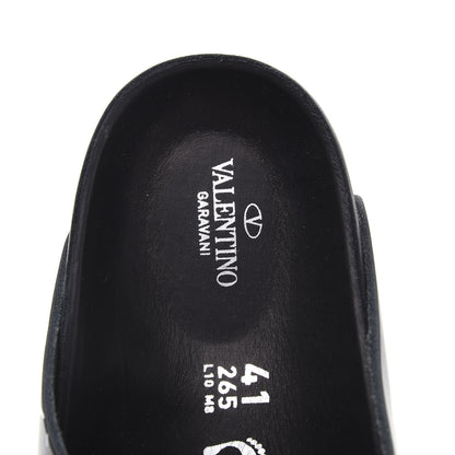 Valentino Garavani Calfskin VLTN Birkenstock Slide Sandals 41 Black 6 of 8