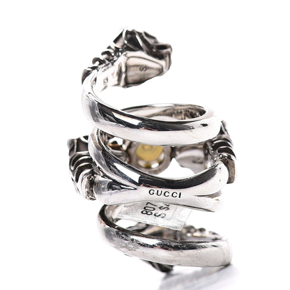 Gucci Pearl Tiger Heads Double Wrap Ring 6.5 Silver 2 of 4