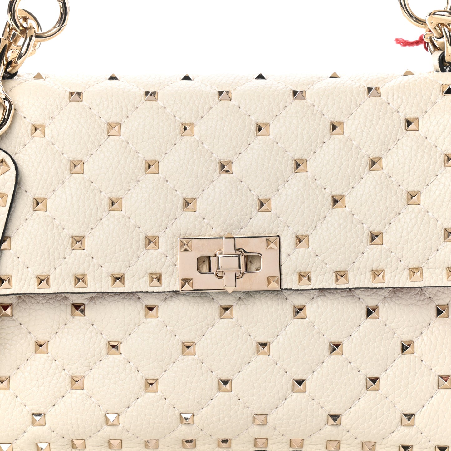 Grained Calfskin Medium Rockstud Spike Shoulder Bag Light Ivory