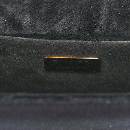 Prada Velluto Ricamo Cahier Shoulder Bag Black 6 of 9