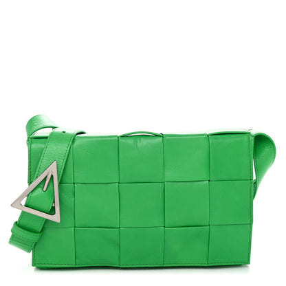 Bottega Veneta Paper Calfskin Maxi Intreccio Cassette Crossbody Bag Grass 1 of 9