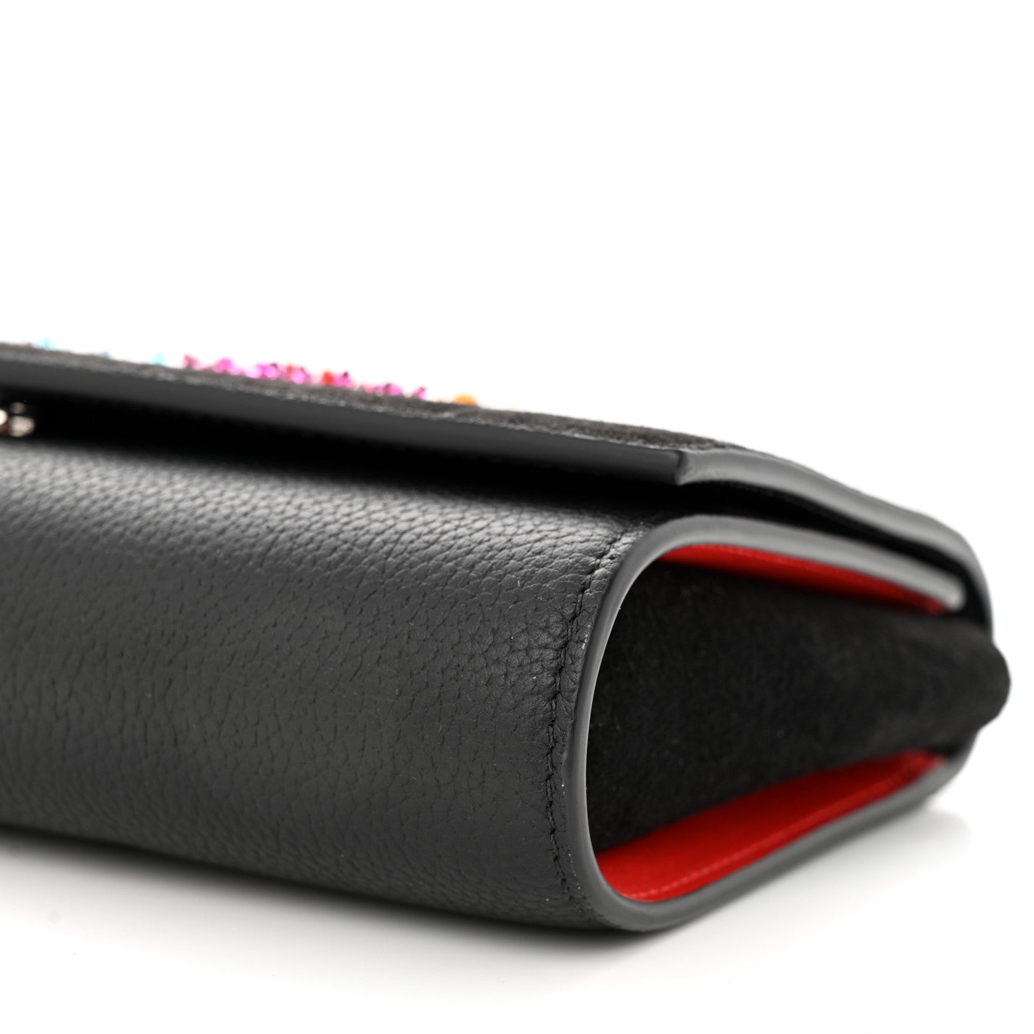 Christian Louboutin Suede Crystal Embellished Paloma Love Clutch Black Multicolor 10 of 11
