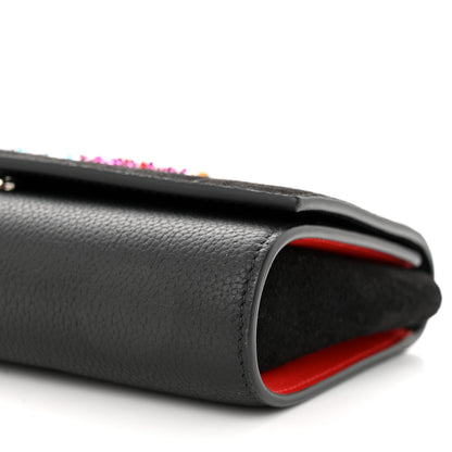 Christian Louboutin Suede Crystal Embellished Paloma Love Clutch Black Multicolor 10 of 11