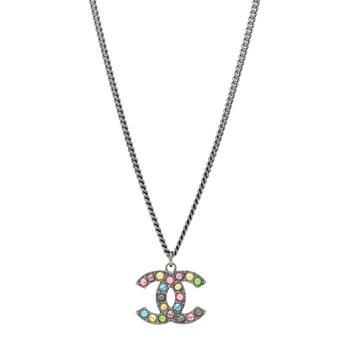 Crystal CC Necklace Silver Multicolor