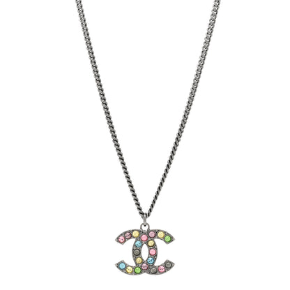 Chanel Crystal CC Necklace Silver Multicolor 1 of 6