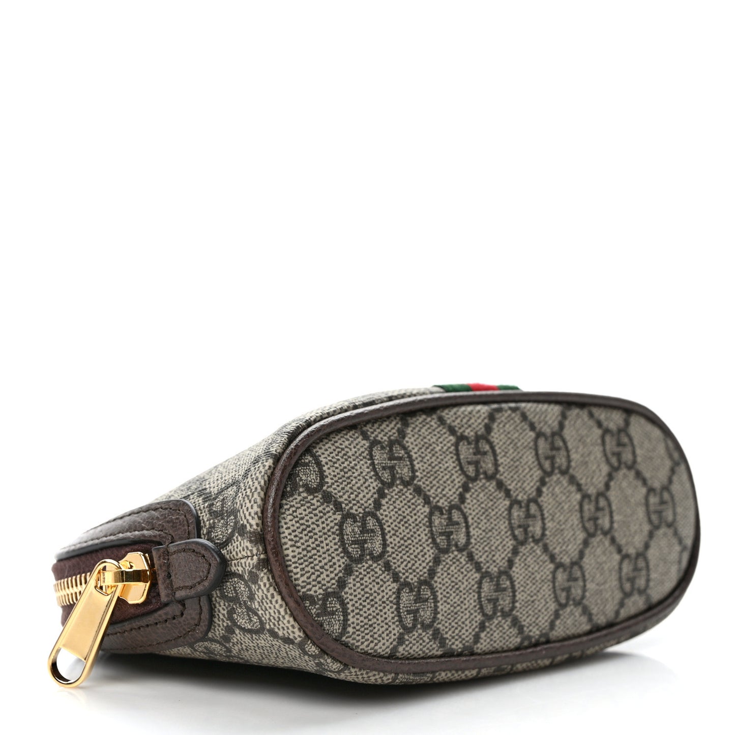 GG Supreme Monogram Textured Calfskin Web Medium Ophidia Cosmetic Case Beige Ebony New Acero