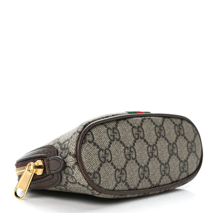 Gucci GG Supreme Monogram Textured Calfskin Web Medium Ophidia Cosmetic Case Beige Ebony New Acero 4 of 8