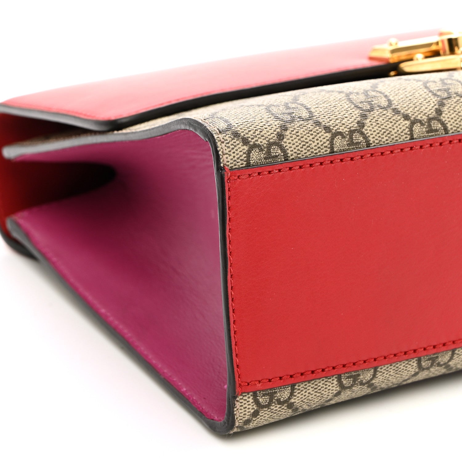 Gucci GG Supreme Monogram Calfskin Medium Padlock Shoulder Bag Beige Hibiscus Red New Rosette 9 of 10