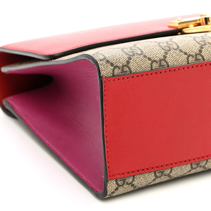 Gucci GG Supreme Monogram Calfskin Medium Padlock Shoulder Bag Beige Hibiscus Red New Rosette 9 of 10