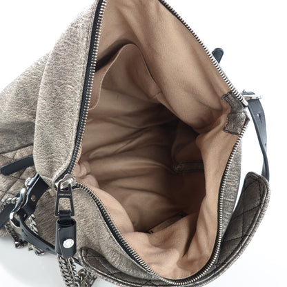 Jimmy Choo Metallic Cracked Leather Boho Hobo Platinum 8 of 8