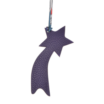Hermes Togo Grain d'H Petit H Shooting Star Bag Charm Bleu De Galice Iris 4 of 7