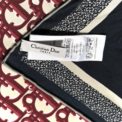 Christian Dior Silk Oblique Diortwin Square Scarf 90 Burgundy Navy Blue 3 of 3