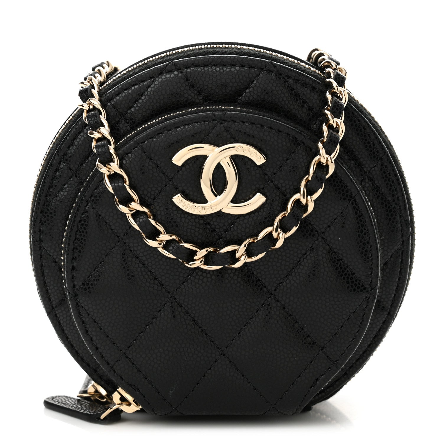 Chanel Caviar Quilted Round Coco Clutch With Chain Black 1 of 11