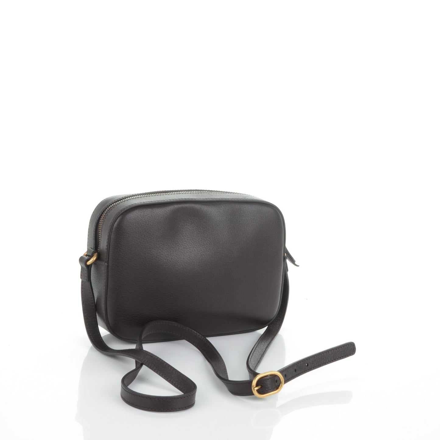 Textured Calfskin Web Small Webby Bee Shoulder Bag Brown Coffee