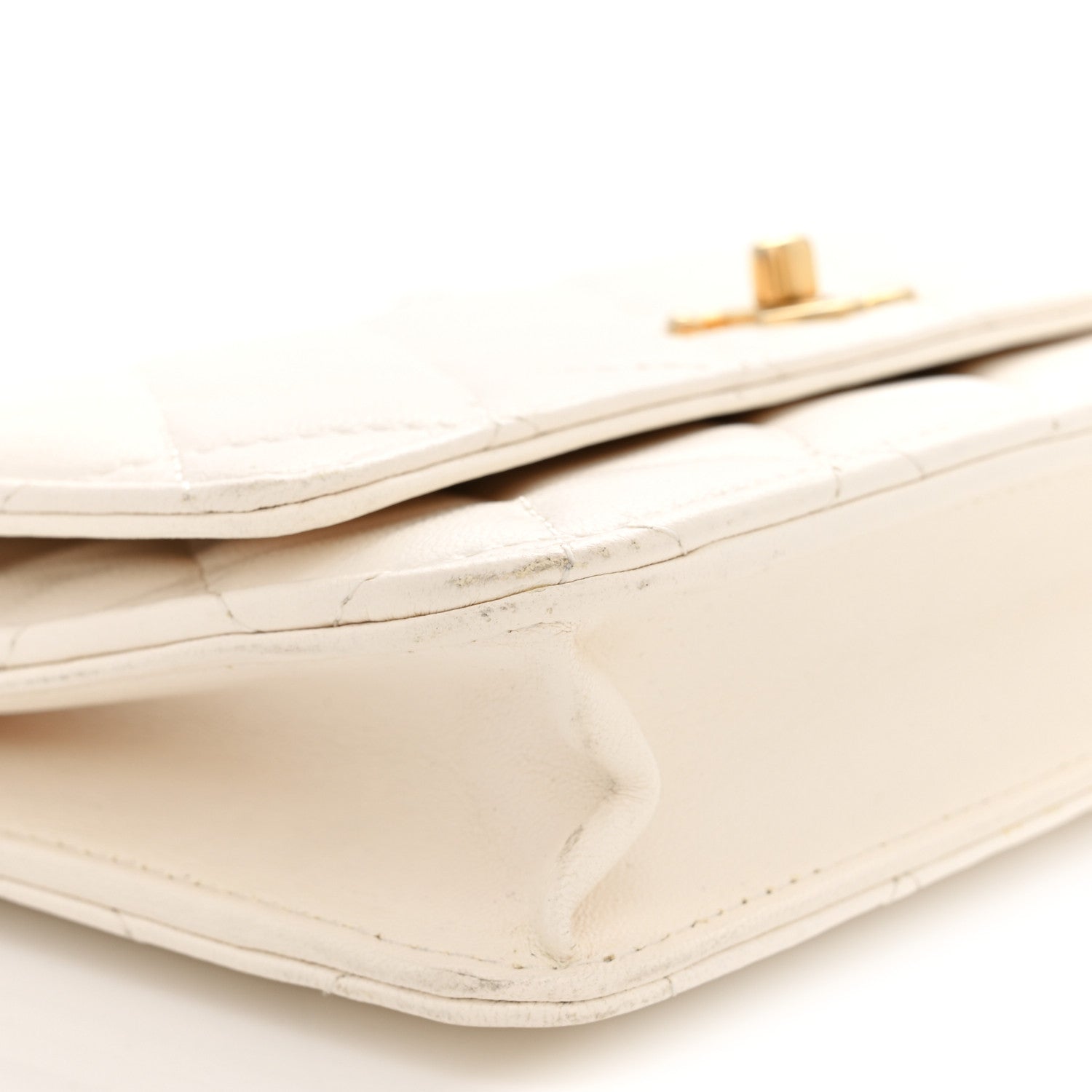 Chanel Lambskin Quilted CC Pearl Crush Wallet on Chain WOC White 9 of 12