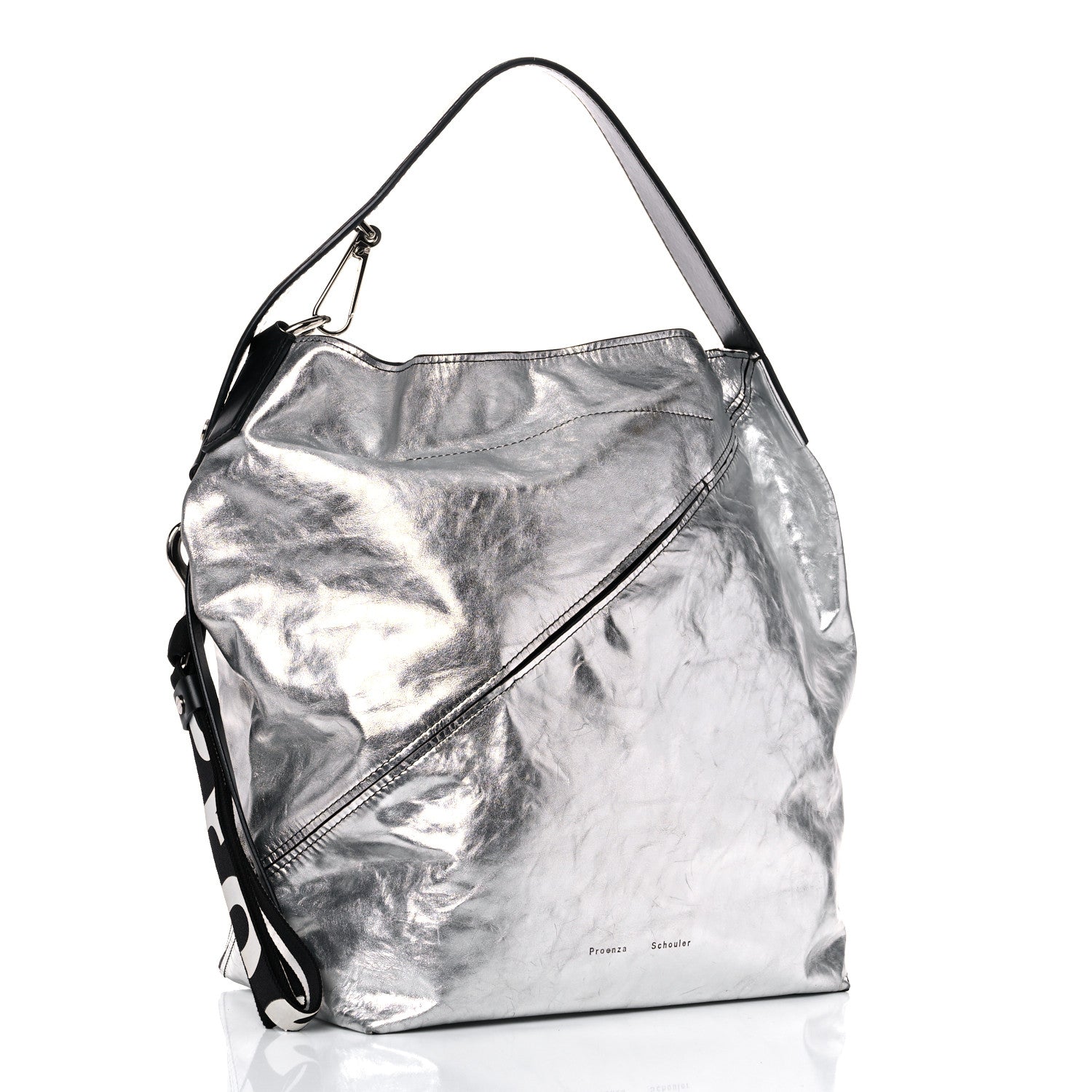Proenza Schouler Metallic Calfskin Large Zip Hobo Silver 2 of 11