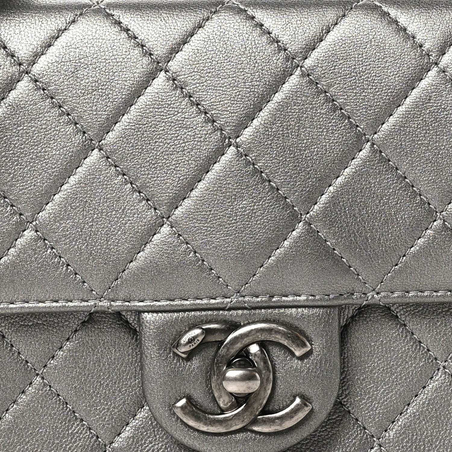 Chanel Metallic Goatskin Quilted Small Chic Pearls Flap Silver 9 of 11