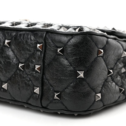 Valentino Garavani Craquele Nappa Small Rockstud Spike Shoulder Bag Black 8 of 11