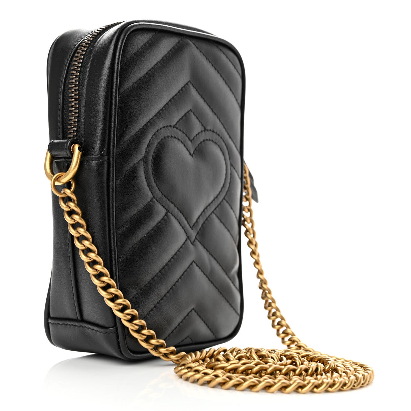 Calfskin Matelasse Mini GG Marmont Crossbody Bag Black