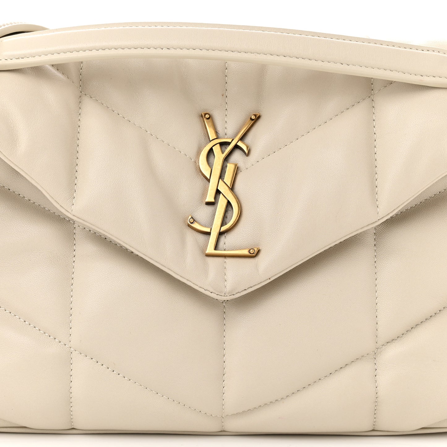 Lambskin Quilted Small Loulou Puffer Monogram Chain Satchel Crema Soft
