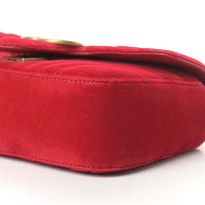 Gucci Velvet Matelasse Mini GG Marmont Shoulder Bag Hibiscus Red 10 of 13