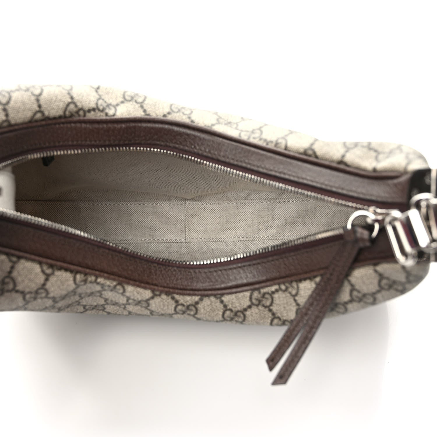 Gucci GG Supreme Monogram Textured Calfskin Web Large Attache Shoulder Bag Beige Ebony New Acero 5 of 8