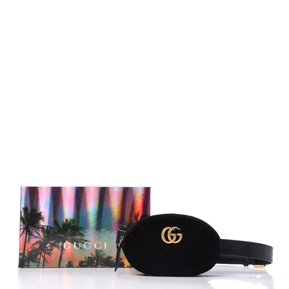 Gucci Velvet Matelasse GG Marmont Belt Bag 85 34 Black 9 of 9