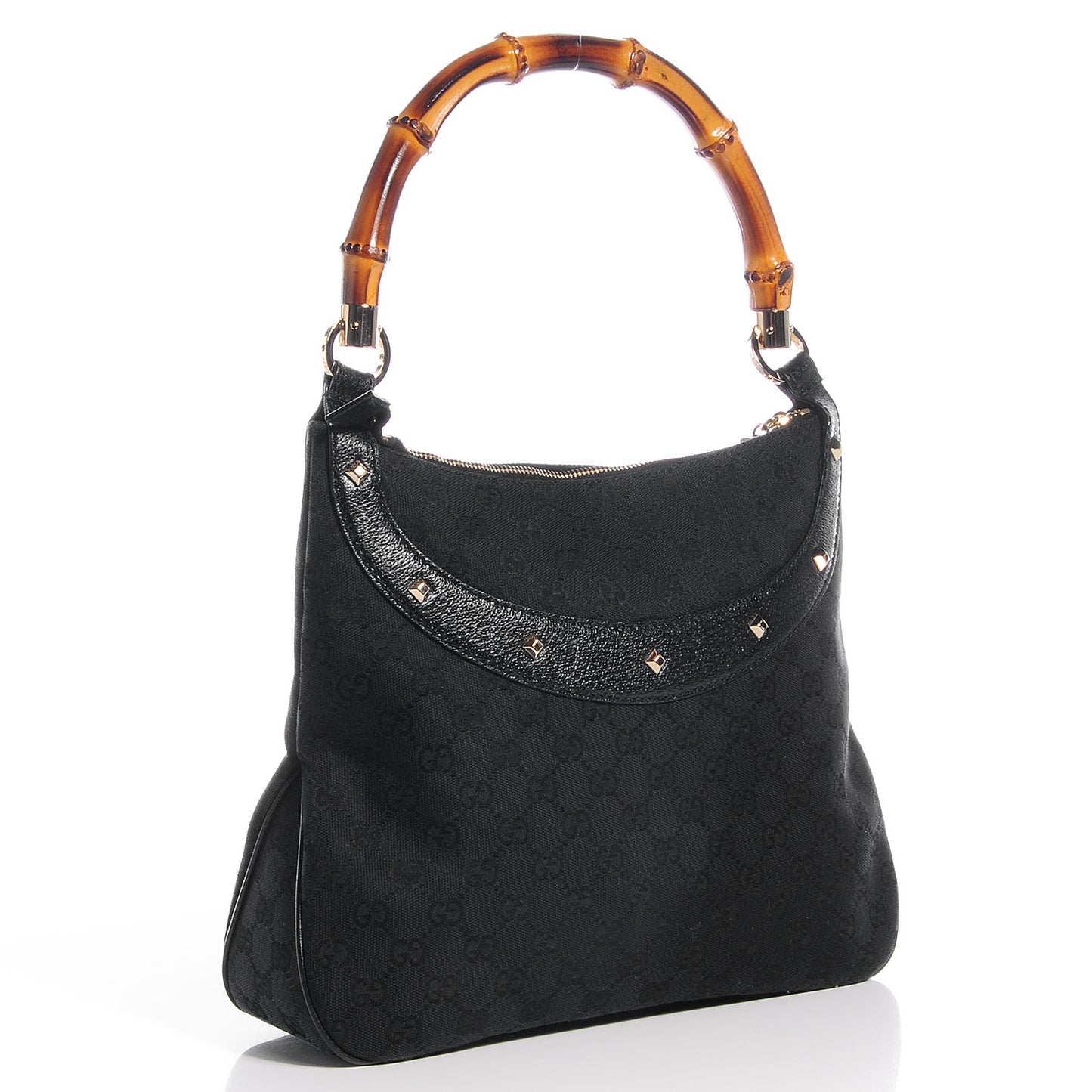 Monogram Anita Bamboo Top Handle Bag Black